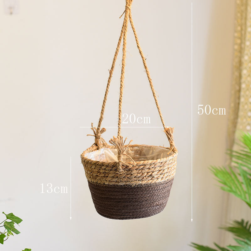 Straw Hanging Baskets - Mod Nest
