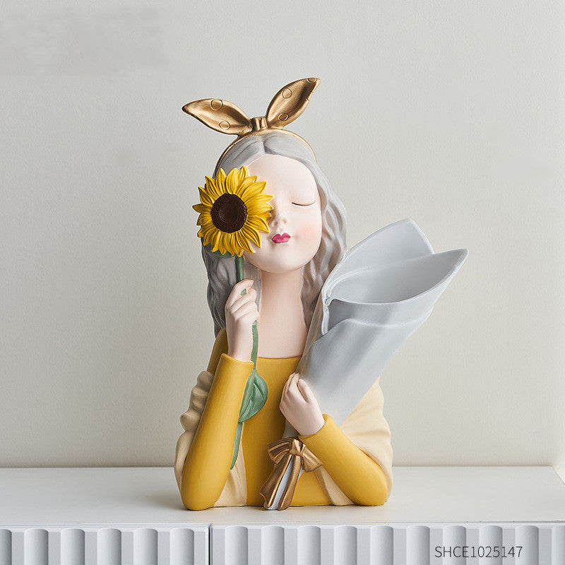 Girl Figurine Resin Sculpture - Mod Nest