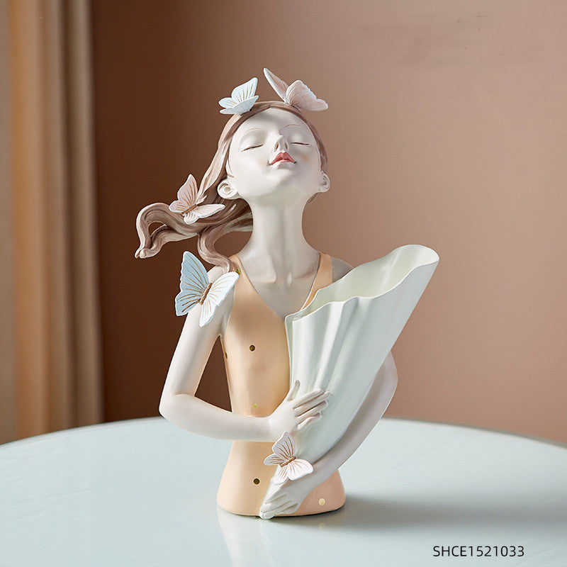 Girl Figurine Resin Sculpture - Mod Nest