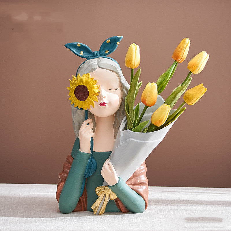 Girl Figurine Resin Sculpture - Mod Nest