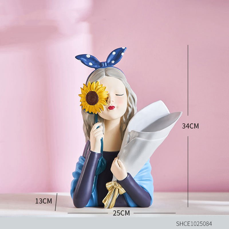 Girl Figurine Resin Sculpture - Mod Nest