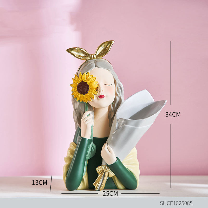 Girl Figurine Resin Sculpture - Mod Nest
