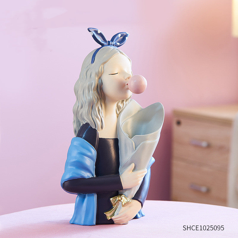 Girl Figurine Resin Sculpture - Mod Nest
