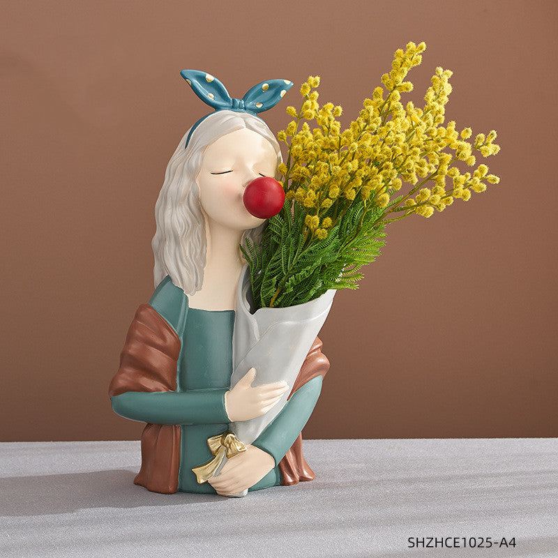 Girl Figurine Resin Sculpture - Mod Nest
