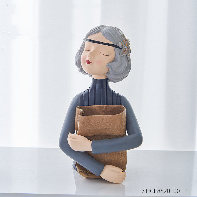 Girl Figurine Resin Sculpture - Mod Nest