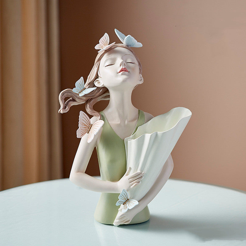 Girl Figurine Resin Sculpture - Mod Nest