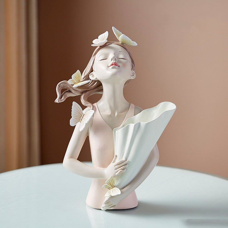 Girl Figurine Resin Sculpture - Mod Nest