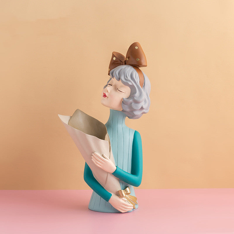 Girl Figurine Resin Sculpture - Mod Nest