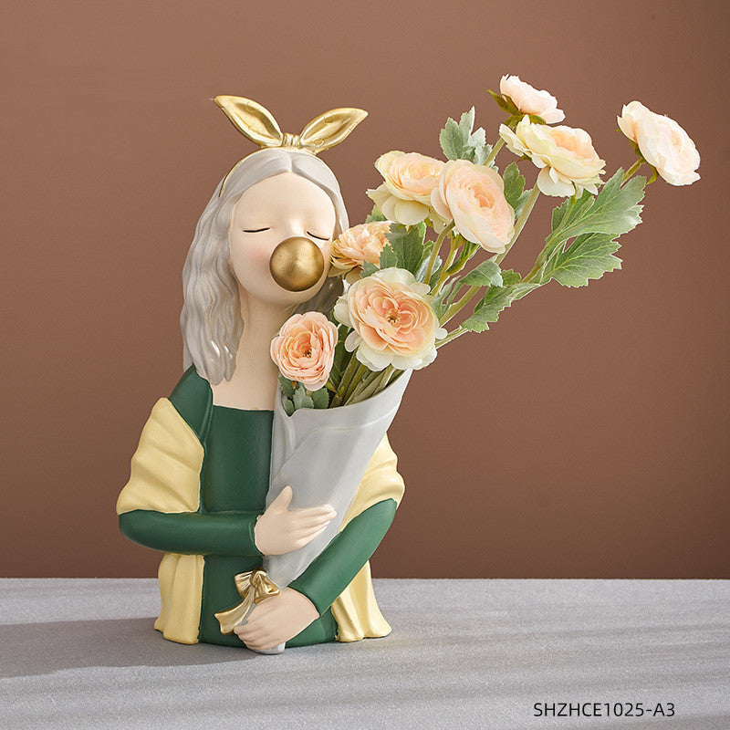 Girl Figurine Resin Sculpture - Mod Nest