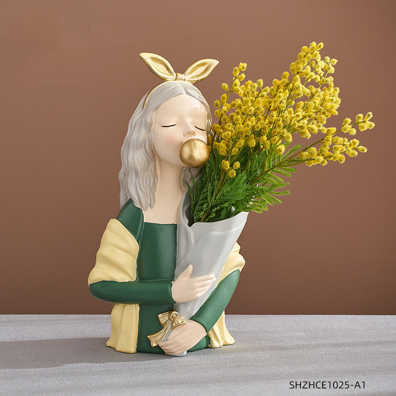 Girl Figurine Resin Sculpture - Mod Nest