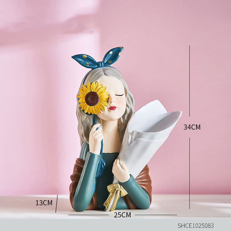 Girl Figurine Resin Sculpture - Mod Nest